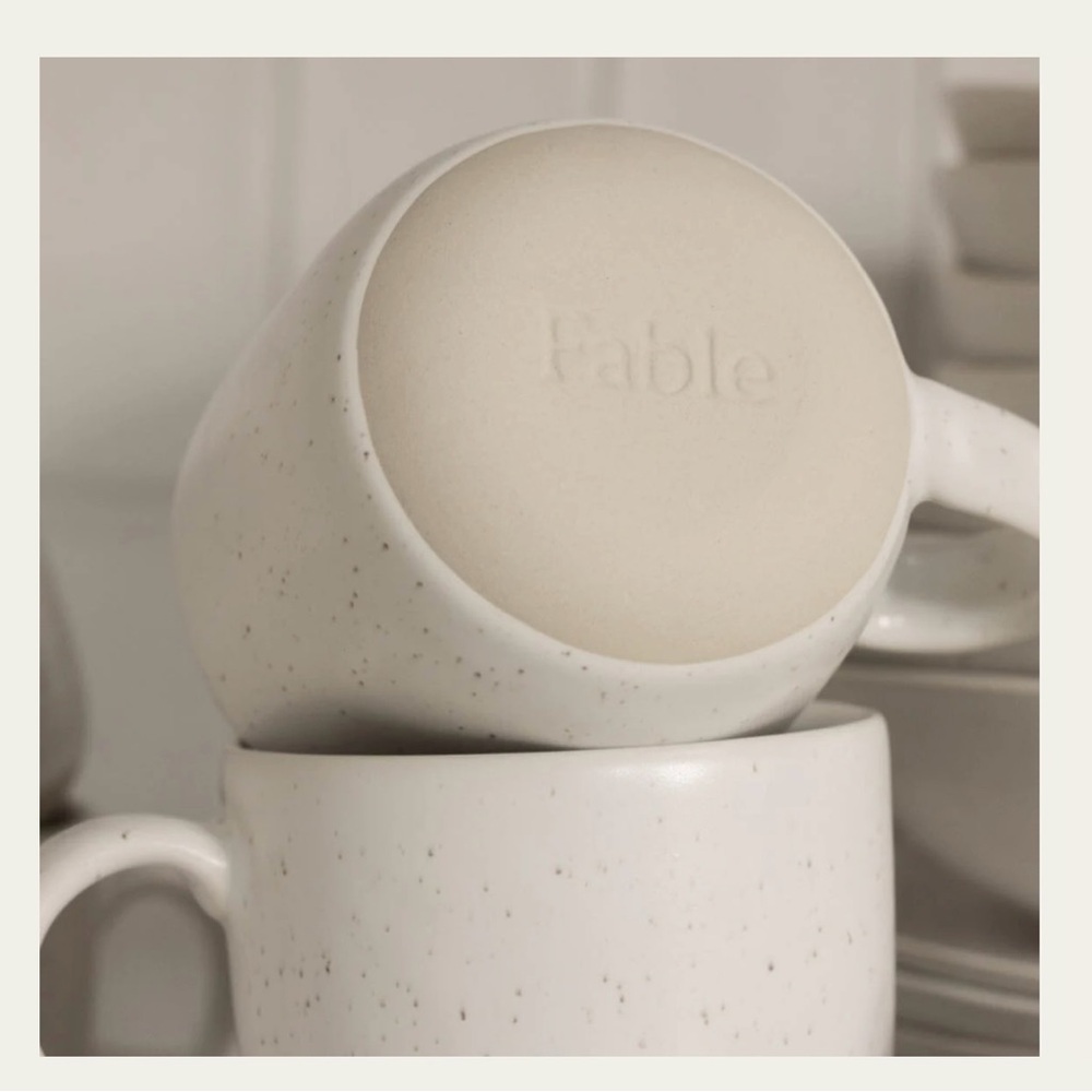 Fable White Speckled Coffee Mugs - Set of Four (4)